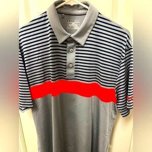 Under Armour Polo, Extra Large, Gray/Navy/Orange
